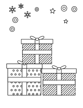 Christmas Presents Coloring Page #1