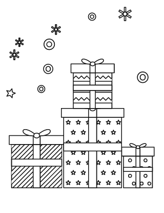 Christmas Presents Coloring Page #2