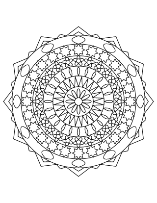 Medium Geometric Rangoli 1 Colouring Page