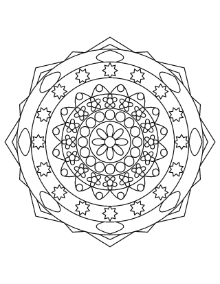 Medium Geometric Rangoli 2 Colouring Page