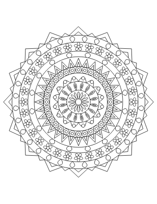 Hard Geometric Rangoli 1 Colouring Page
