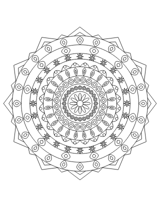 Hard Geometric Rangoli 2 Colouring Page