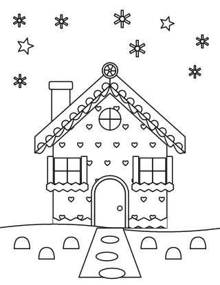 Gingerbread House Coloring Page #1