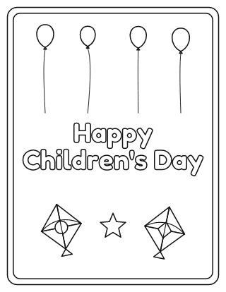 Happy Children's Day Colouring Card coloring page