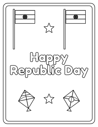 Happy Republic Day Colouring Card coloring page