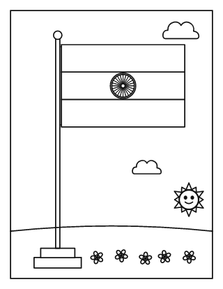 Indian Flag on a Flagpole Colouring Page
