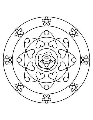 Easy Rose Mandala Colouring Page