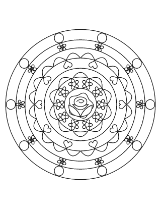 Medium Rose Mandala Colouring Page