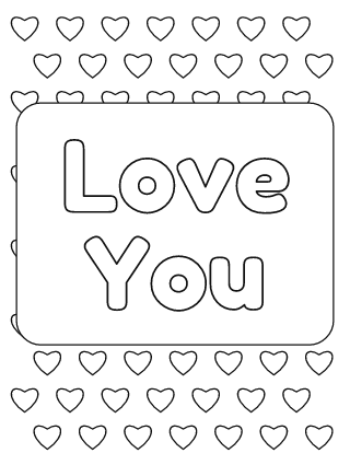 Love You Valentine Coloring Page