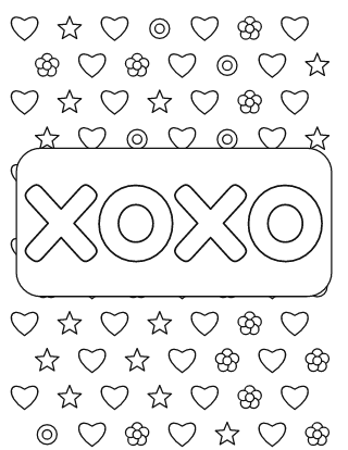 XOXO Valentine Coloring Page
