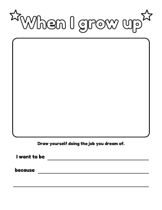 When I Grow Up Drawing and Writing Frame coloring page