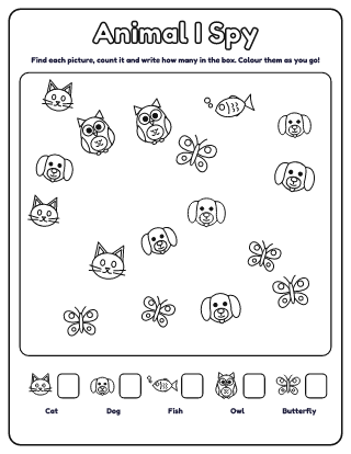 Animal I Spy (Easy) printable worksheet