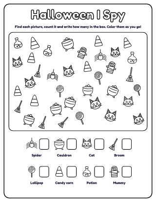 Halloween I Spy printable worksheet