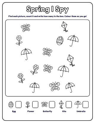 Spring I Spy (Easy) printable worksheet