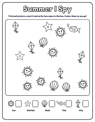 Summer I Spy (Easy) printable worksheet