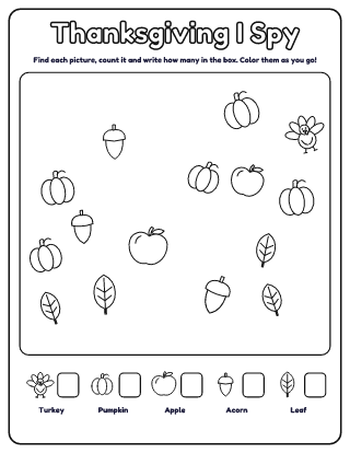 Thanksgiving I Spy (Easy) printable worksheet