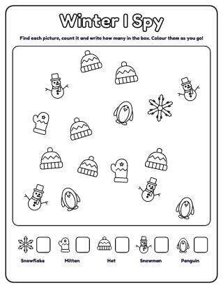 Winter I Spy (Easy) printable worksheet