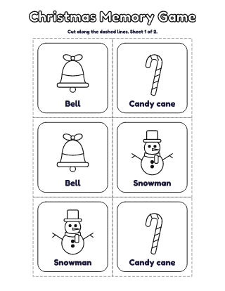 Christmas Memory Game for Preschool (6 Pairs) coloring page