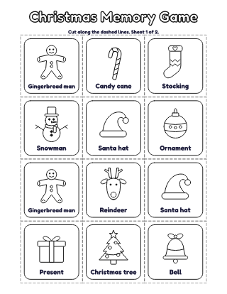 Christmas Memory Game (12 Pairs) coloring page