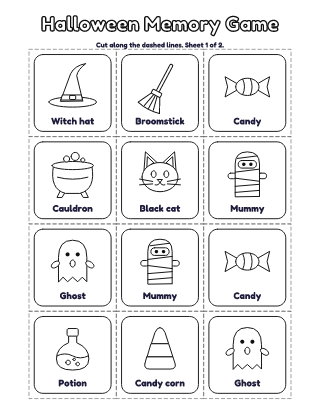 Halloween Memory Game (12 Pairs) coloring page