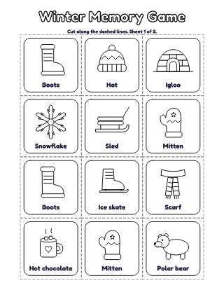 Winter Memory Game (12 Pairs) coloring page