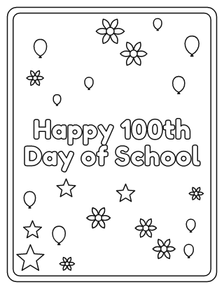 Happy 100th Day of School Coloring Page
