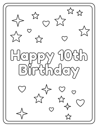 Happy 10th Birthday Coloring Page