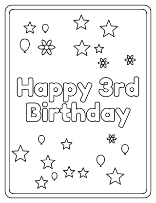 Happy 3rd Birthday Coloring Page