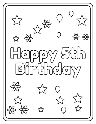 Happy 5th Birthday Coloring Page