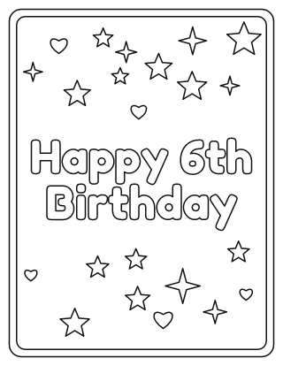 Happy 6th Birthday Coloring Page