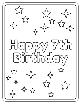 Happy 7th Birthday Coloring Page