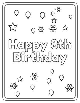 Happy 8th Birthday Coloring Page