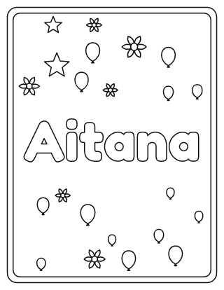 Aitana Name Coloring Page