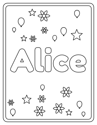 Alice Name Coloring Page