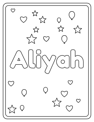 Aliyah Name Coloring Page