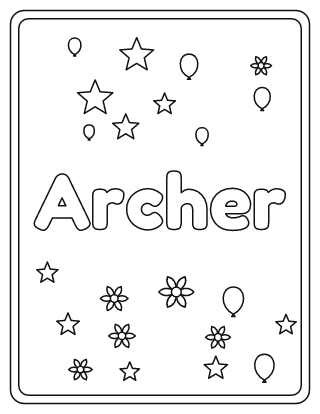 Archer Name Coloring Page