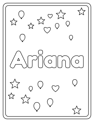 Ariana Name Coloring Page