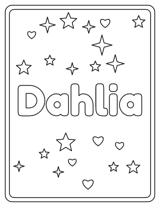 Dahlia Name Coloring Page