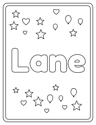 Lane Name Coloring Page