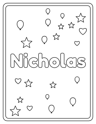 Nicholas Name Coloring Page