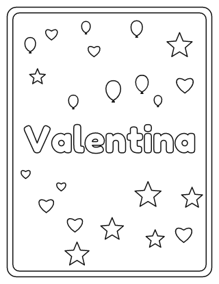 Valentina Name Coloring Page