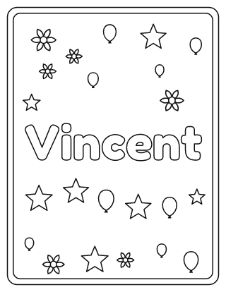 Vincent Name Coloring Page