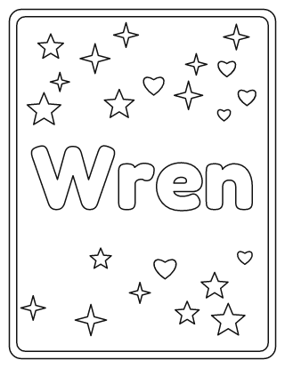 Wren Name Coloring Page