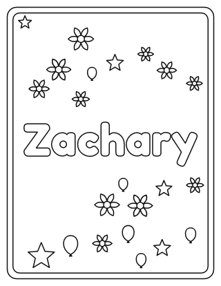 Zachary Name Coloring Page