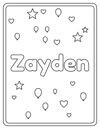 Zayden Name Coloring Page
