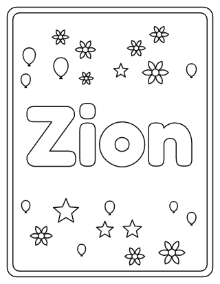 Zion Name Coloring Page