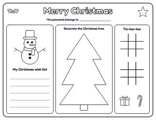 Christmas Placemat to Colour coloring page