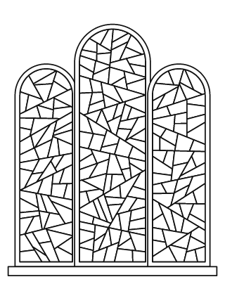 Detailed Triple Window Stained Glass #2
