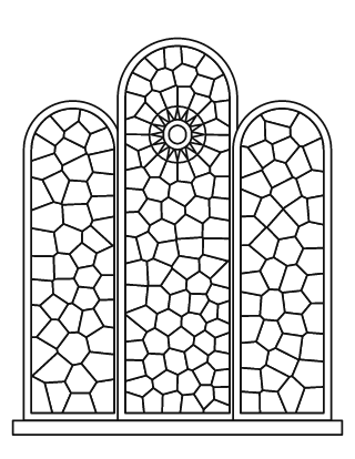 Detailed Triple Window Stained Glass #6