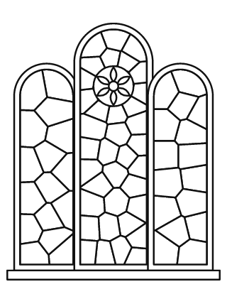 Simple Triple Window Stained Glass #3
